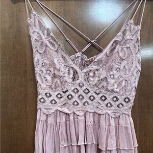 Free People Adela Lace and Ruffle Pink Cami
